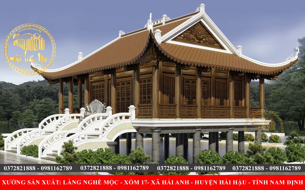 Nhà Gỗ 3 Gian Mái Đao Giữa Hồ: Kiệt Tác Kiến Trúc Truyền Thống Đắm Mình Trong Thiên Nhiên Nhà Gỗ 3 Gian Mái Đao Giữa Hồ: Kiệt Tác Kiến Trúc Truyền Thống Đắm Mình Trong Thiên Nhiên